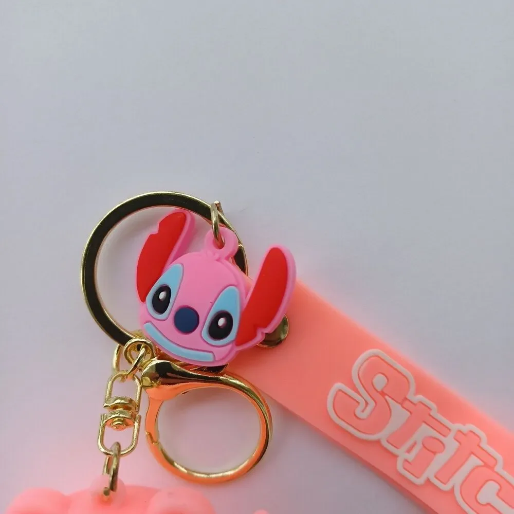 Pink SAD ANGEL STITCH Ears Down KeyChain Backpack STRAP Charm Silicone Rubber 3D